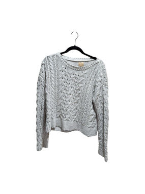 Aero Hygge Sweater Medium Pullover Chenille Cable Knit Aeropostale Cream EUC